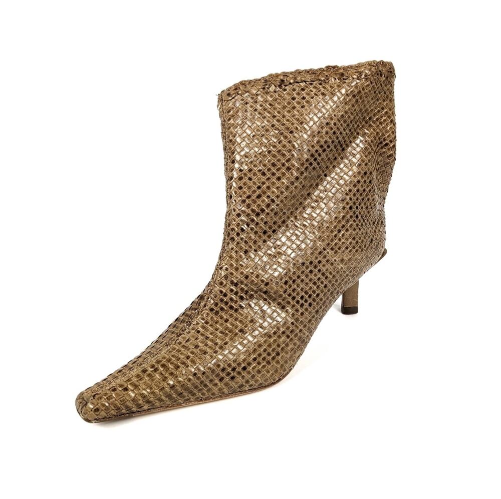 Miista Shelly Ankle Boots 5.5 Woven Leather Designer Cutout Boho Booties